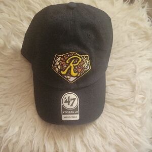 Rochester AAA Plates Black Cap with Embroidered Logo